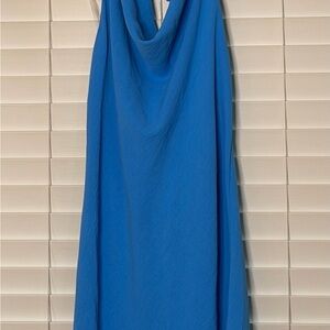 Elegant Blue Draped Dress